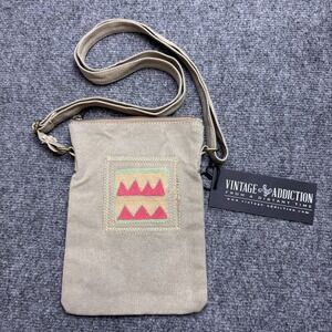 New Vintage Addiction Upcycled/Renewed Canvas Embroidered Crossbody Bag Purse